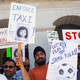 Taxi drivers protest Uber in Sacramento in June 2014.